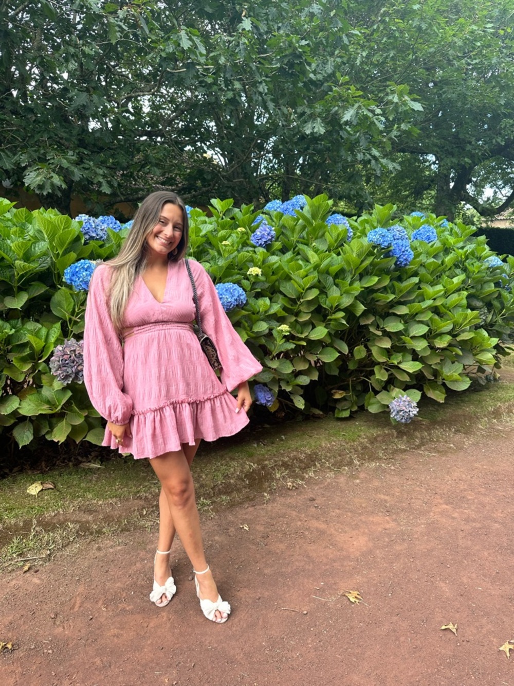 Pink Ruffle Long-Sleeve Mini Dress - Picture 2 of 7